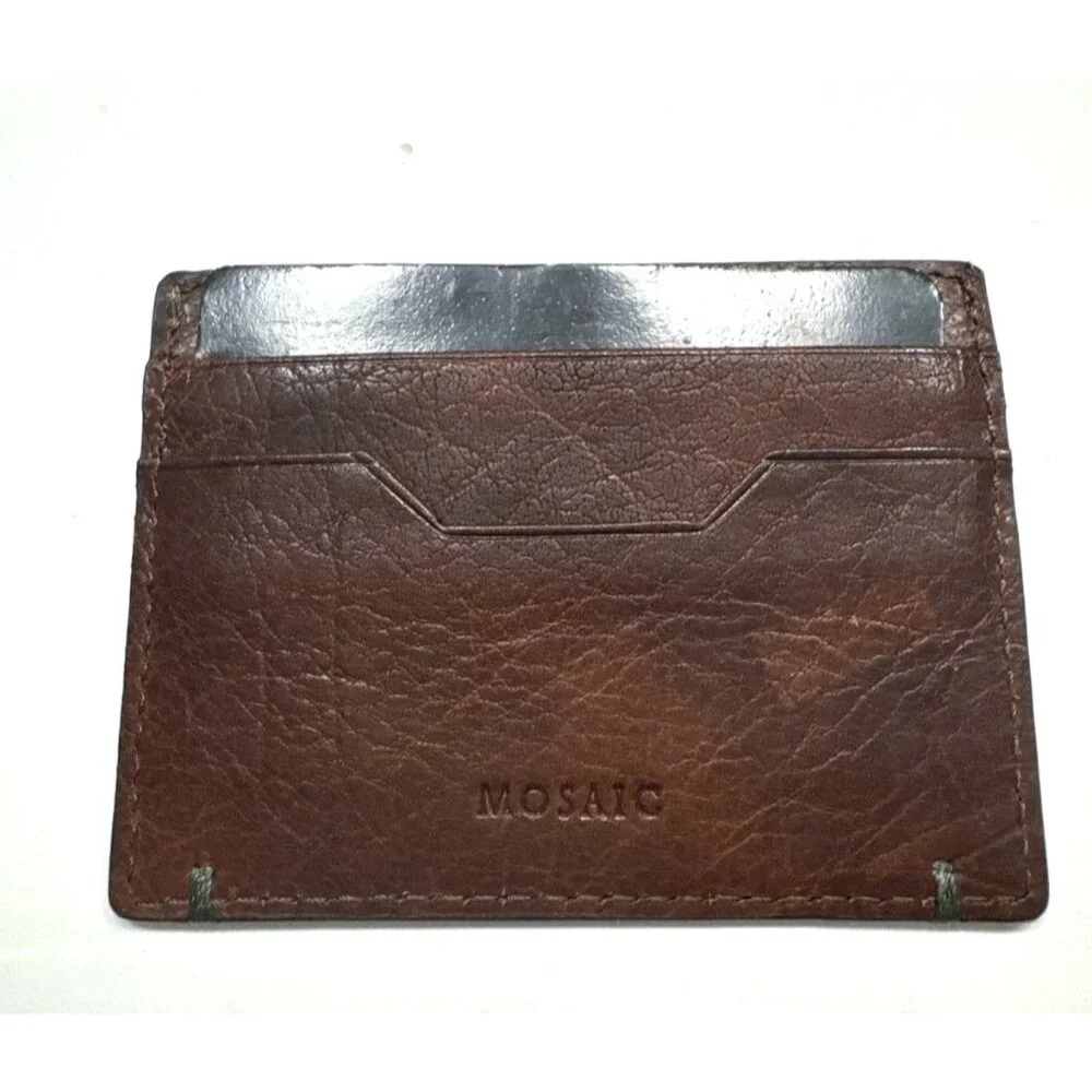 MOSAIC Brown Leather Card Holder Slim